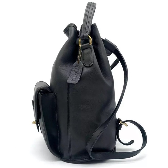 VINTAGE COACH Black Leather Sling Knapsack Backpack COMES WITH: COA, Dust Bag - Picture 8 of 13